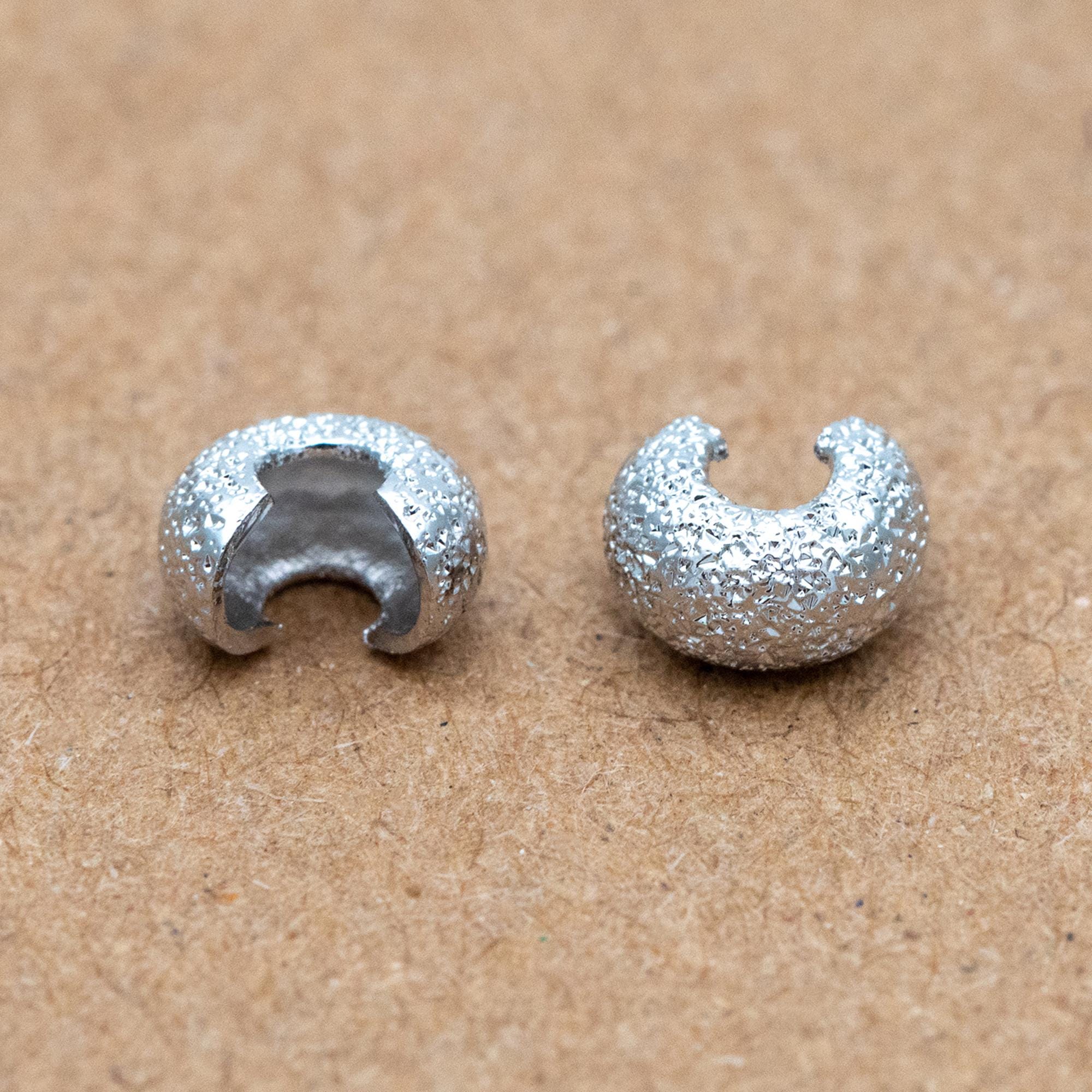 20pcs Gold Crimp Bead Covers, 18K Gold/ Rhodium plated Brass, Conceal Crimp Ends 4/ 5mm (GB-661)